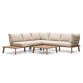 Gartenecksofa mit Tisch Penne, Eukalyptusholz FSC, beige
