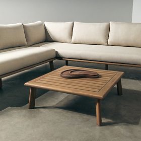 Gartenecksofa mit Tisch Penne, Eukalyptusholz FSC, beige