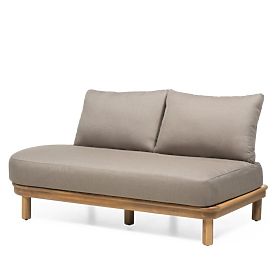 Gartenecksofa mit Tisch Summerland, Akazienholz, Teak-Optik, braungrau, abgerundete Form