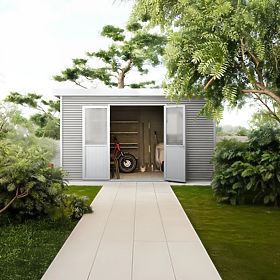 Gartenhaus Ardena 4x3 m 12 m², dunkelgrau, Verbundholz, Aluminium, einfache Montage