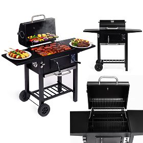 Gartenkohlegrill mit Deckel, verstellbarem Rost, Thermometer und Aschekasten MultiGarden