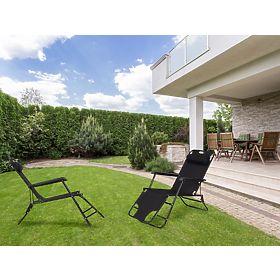 Gartenliege mit Kopfstütze klappbare Konstruktion schwarz, MultiGarden