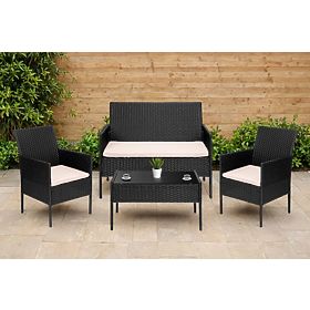 Gartenmöbel aus Technorattan Set 4-in-1 MAGNOLIA schwarz beige Kissen
