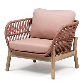 Gartenmöbel-Set Fiorentino Teak-Optik, Geflecht, helles Akazienholz FSC, Terrakotta, abgerundet