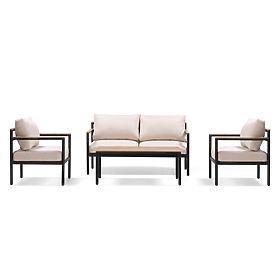 Gartenmöbel-Set Porticello, Aluminium, Akazienholz FSC, Teak-Optik, beige/schwarz