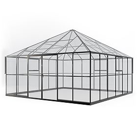 Gartenorangerie ProGlass Gazebo Large mit Fundament 17,8 m² gehärtetes Glas 4 mm, Aluminium, schwarz