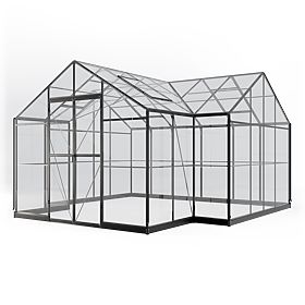 Gartenorangerie Royal Green Standard 16,6 m² mit Fundament, gehärtetes Glas 4 mm, Aluminium, schwarz