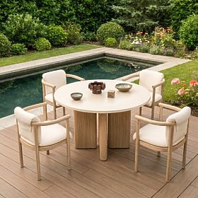 Gartenstuhl Komorebi helles Akazienholz/hellbeige, abgerundet