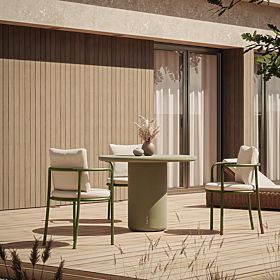 Gartentisch Vibonis 100 cm, rund, zementfarben, grün