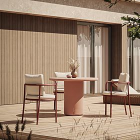 Gartentisch Vibonis 100 cm, rund, zementfarben, terrakotta