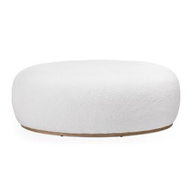 Gepolsterter Pouf Stone, weiß, runde Form
