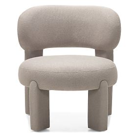 Gepolsterter Sessel Falone graubeige, Bouclé, rund