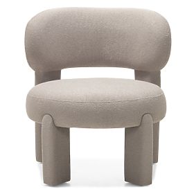 Gepolsterter Sessel Falone graubeige, Bouclé, rund, lectus