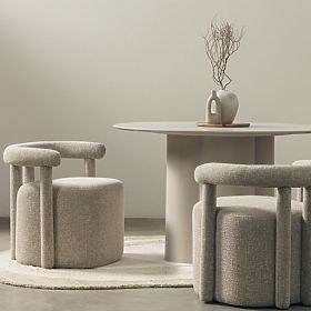 Gepolsterter Sessel Glen grau, abgerundete Formen, lectus