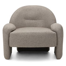 Gepolsterter Sessel Sheli beige-graue Melange, Bouclé, runde Formen, lectus