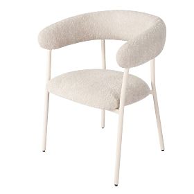 Gepolsterter Stuhl Campo, beige/weiße Beine, Bouclé