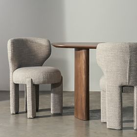 Gepolsterter Stuhl Elaine beige, runde Form, lectus