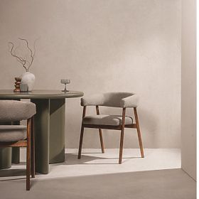 Gepolsterter Stuhl Giovani, hellbraun/Eichenholz, abgerundet, lectus