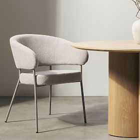 Gepolsterter Stuhl Lamu beige, Bouclé