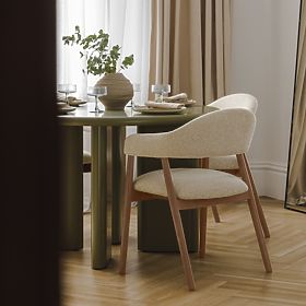 Gepolsterter Stuhl Sorrento, beige, Bouclé/helles Nussbaum