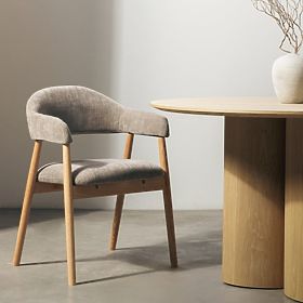 Gepolsterter Stuhl Sorrento, dunkelbeige, Eiche, lectus