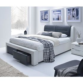 Gepolstertes Bett CASSANDRA S 140 cm mit Aufbewahrungsschubladen schwarz-weiß (5p=1 Stk.)