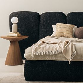 Gepolstertes Bett Fencee 160x200 cm, mit Lattenrost, abgerundet, schwarz