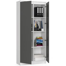 GESCHLOSSENE BIBLIOTHEK R80 2D 8P CLP WEISS / GRAU