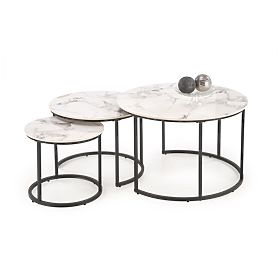 GILDA Set aus 3 Tischen, weißer Marmor / schwarz (1p=1set)