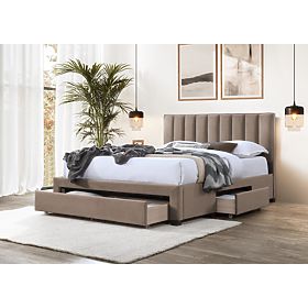 Bett GRACE 140 mit Schubladen, beiger Velours, Halmar