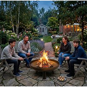 Große robuste gusseiserne Gartenfeuerstelle 60 cm ideal für Lagerfeuer