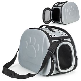 Große Transportbox für Katzen und Hunde, graue Reisetasche, PETSI