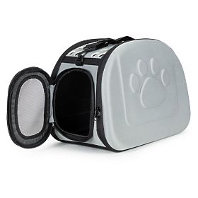 Große Transportbox für Katzen und Hunde, graue Reisetasche, PETSI