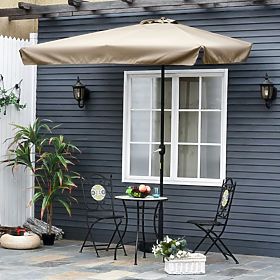 Großer rechteckiger geneigter klappbarer Gartensonnenschirm mit Kurbel beige 200 x 140 cm, MultiGarden