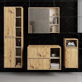 HÄNGENDE BADEZIMMERMÖBEL-SET MIT ÖFFNUNGEN VAMI EICHE ARTISAN / KASCHMIR