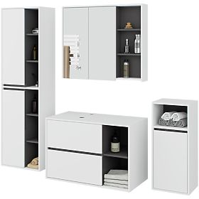 HÄNGENDE BADEZIMMERMÖBEL-SET MIT ÖFFNUNGEN VAMI WEISS / GRAPHITGRAU