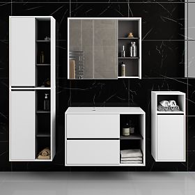 HÄNGENDE BADEZIMMERMÖBEL-SET MIT ÖFFNUNGEN VAMI WEISS / GRAPHITGRAU