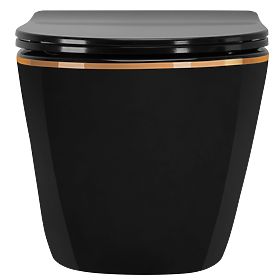 Hängende WC-Schüssel Rea Carlo Mini Rimless Flat Black Gold Edge