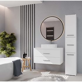 HÄNGENDER BADEZIMMERSCHRANK NEL 80 WEISS MIT 2 SCHUBLADEN UNTER DEM WASCHBECKEN