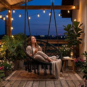 Hängesessel Boho Gartenschaukel Schwarz MultiGarden