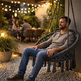 Hängesessel Boho Gartenschaukel Storchennest Grau MultiGarden, MultiGarden