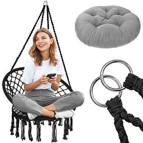 Hängesessel Boho mit Kissen Schwarz 490129A, Bluegarden