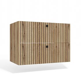 HÄNGEWASCHBECKENSCHRANK TIGO 80 2S EICHE EVOKE 2 SCHUBLADEN GERILLTE FRONT HÄNGEND