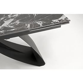 Ausziehbarer Tisch HILARIO, Platte – schwarzer Marmor, Beine – schwarz, Halmar