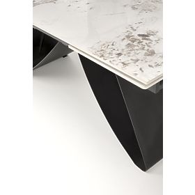 HILARIO ausziehbarer Tisch, Platte - weißer Marmor, Beine - schwarz (3p=1Stk)