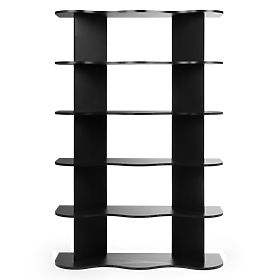 Hoher Regal Rheo, schwarz, gewellt