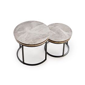 ITAKA Set aus 2 Bänken, Aschgrauer Marmor / Graphit (1p=1 Stück), Halmar