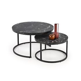 JAVA Set aus 2 Bänken, schwarzer Marmor / schwarz (1p=1 Stk.)