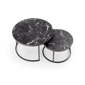 JAVA Set aus 2 Bänken, schwarzer Marmor / schwarz (1p=1 Stk.)