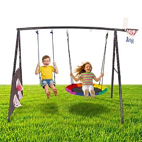Kinderspielplatz Gartenschaukel 4-in-1 Basketballkorb Nest ECOTOYS, EcoToys